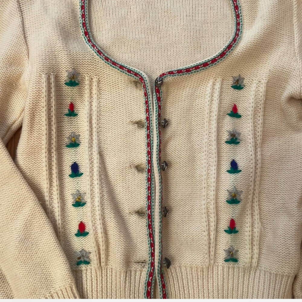 vintage Austrian 70s knit cardigan xs s - Picture 4 of 8